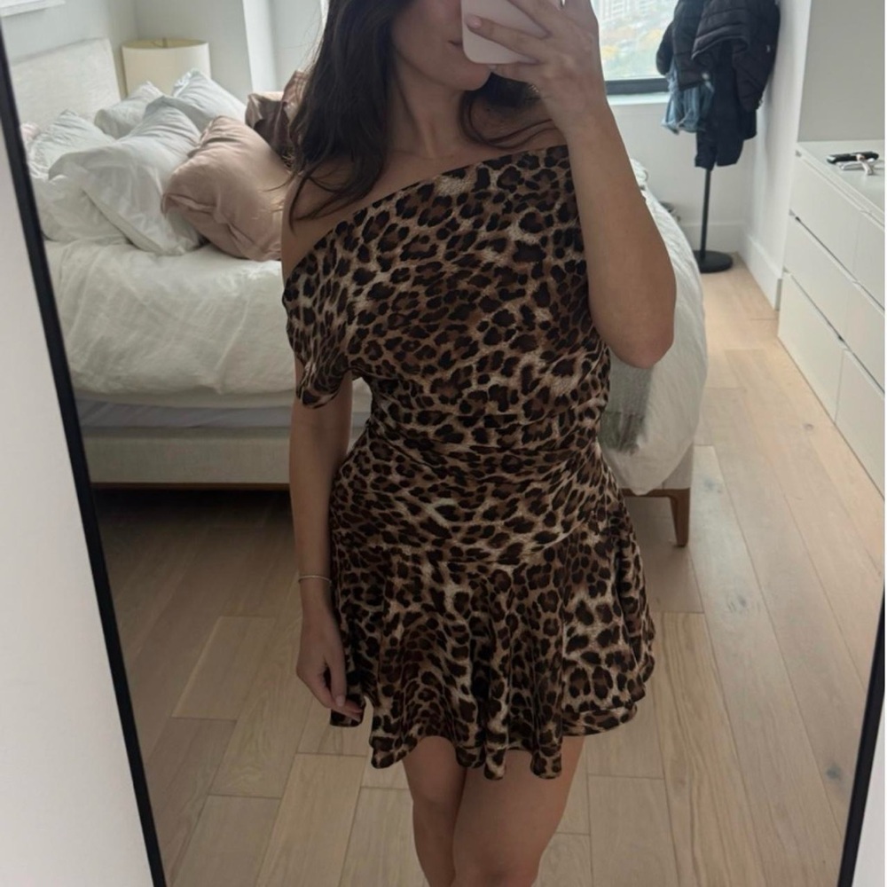 Leopard Print Off-Shoulder Dress